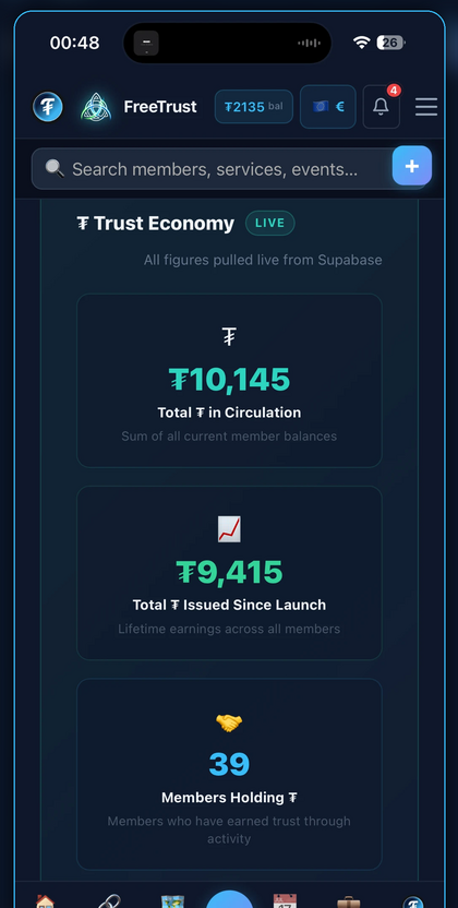Actual FreeTrust Trust Wallet mobile screenshot